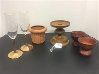 PILLAR CANDLE HOLDER, CUPS, WINE GLASSES