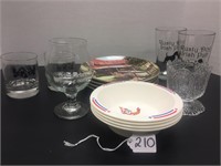 MISC. GLASSWARE, PLATES AND BOWLS