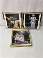 3 Small WWF Wrestling Framed Pictures