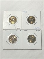 1991 Rainbow Tinted Canadian 5 Cent Coins