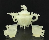 Small Jade Teapot with Tiny Jade Cups.
