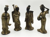 Set of 4 Hollow Bronze Oriental Figurines.