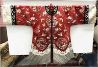 Red Silk Embroidered Chinese Robe.