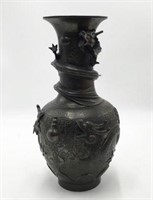 Lg. Bronze Oriental Vase with Dragons.