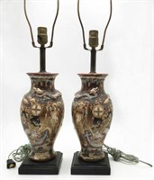 Pr. of Satsuma-Type Porcelain Lamps.