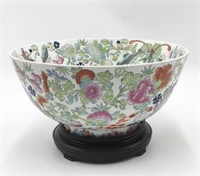 Lg. Chinese Porcelain Bowl w/Ornate Floral Pattern