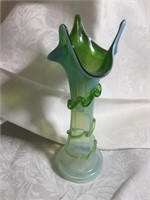 8.5" Green to Iridescent Vase