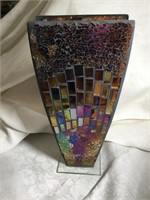 13" Tall Colorful Mosaic Glass Decor Vase