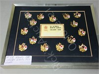 framed 1988 Calgary Olympic pin set