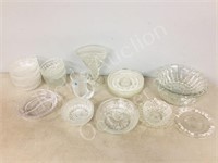 assorted pressed glass dishes