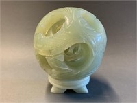 Fine Jade Chinese Fish Ball Carving-4"