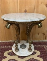 Brass Detailed Marble End Table