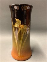 Brown Floral Signed Weller Louwelsa Vase