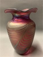 Fine Art Glass Swirl Vase Rose Colour