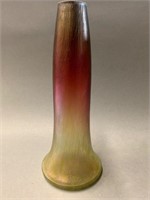 Fine Cylindrical Art Glass Vase  Yellow to Rose