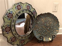 Decorative Platter with Stand & Oval Mirror
