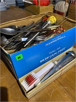 box of kitchen utensils