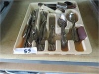 ASSORTED SILVERWARE AND TRAY