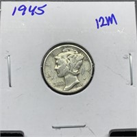 1945 MERCURY SILVER DIME