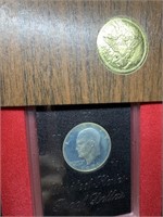 1971 BROWN BOX SILVER PROOF IKE DOLLAR