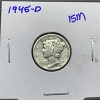 1945-D MERCURY SILVER DIME