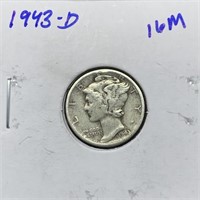 1943-D MERCURY SILVER DIME