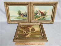 Lot of 3 Signed Country Landscape Oil Paintings