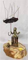 Curtis Jere Style Girl in the Rain Sculpture