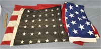 2 Vintage American Flags
