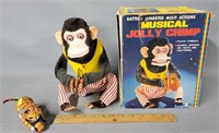 Musical Jolly Chimp w Box & Cat Tin Wind Up Toys