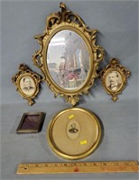 Antique Frame Lot: Photographs & Mirror