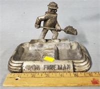 Antique Iron Fireman Figural Ashtray