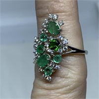 STERLING SILVER EMERALD RING