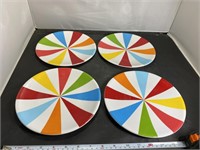 4 Plastic Rainbow Plates
