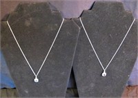 2 Sterling Silver Aquamarine & Amethyst Necklaces