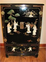 Black Lacquer Oriental Style Cabinet