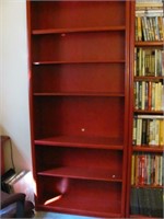 2 Large Painted Red Wood Book Shelves