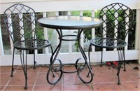 Metal Bistro Table with Glass Top