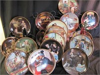 18 Norman Rockwell Plates by Knowles & Hangers