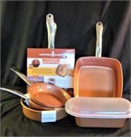 7 Copper Chef Pans - 4 New in Packages