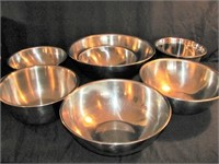 7 Large Stainless Steel Mixing Bowls
