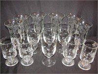 Etched Glass Water Goblets & Coffee Mugs