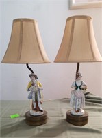 Pair of "Made in Japan" Figurine Small Table Lamps