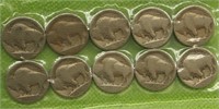 10 Buffalo Nickels/No Dates