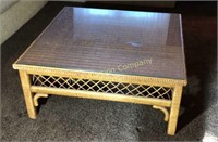 Wicker Coffee Table w/ Glass Top