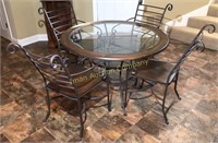 Glass Top & Wood Accent Table & 4 Chairs