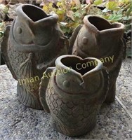 Pottery Fish Planters, 24”, 21”, 16”