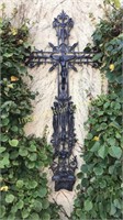 Old Iron Crucifix from French Headstone 5' tall