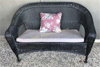 Wicker Love Seat with Cushions & Pillow
