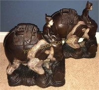 Carved Wooden Elephants 16” X1 8” - 2